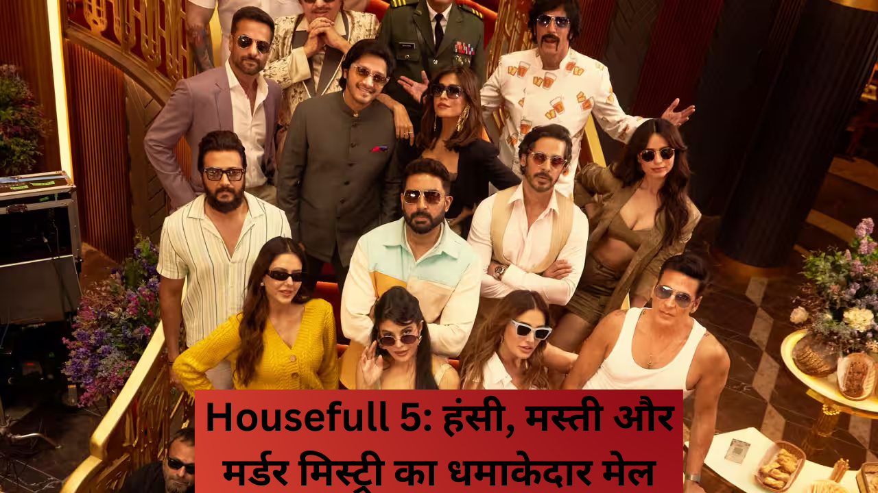Housefull 5 के सितारे अक्षय कुमार, रितेश देशमुख, और अभिषेक बच्चन एक क्रूज पर मस्ती करते हुए, संजय दत्त और जैकी श्रॉफ के साथ हंसी-मजाक करते हुए।