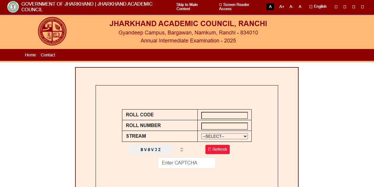 JAC 12th Result 2025 वेबसाइट पर चेक करते हुए स्क्रीनशॉट