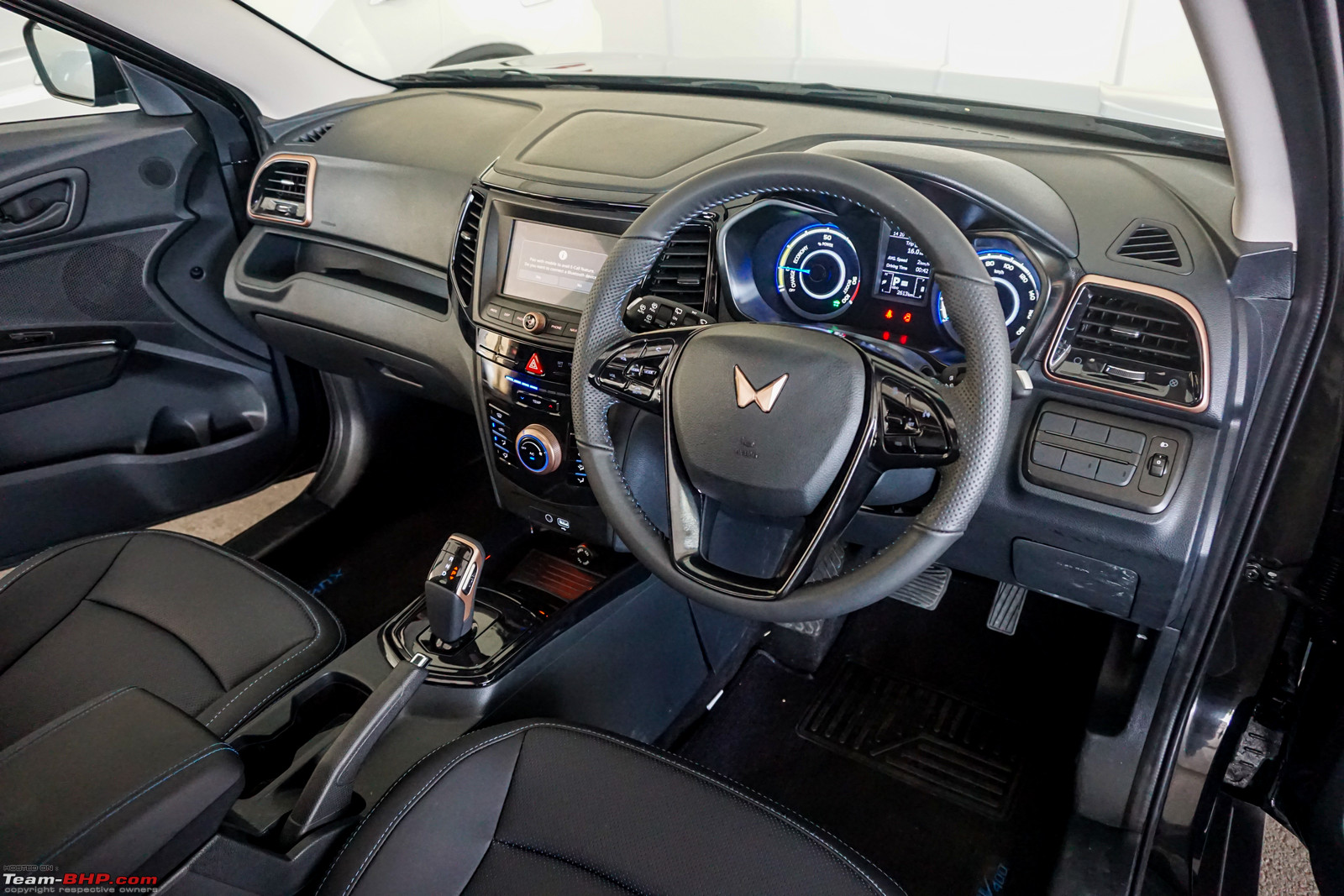 Mahindra XUV400 electric SUV interior dashboard and steering wheel